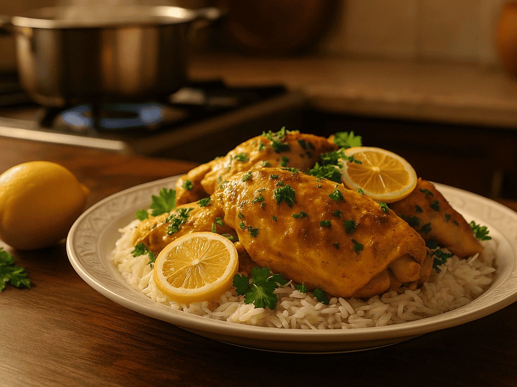 Saffron Chicken Recipe with Parsley and Lemon